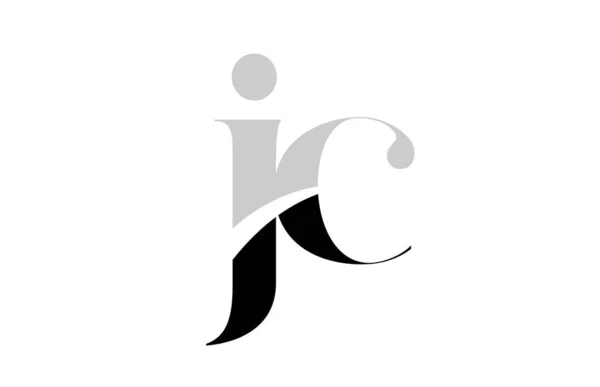Αλφάβητο γράμμα JC j c μαύρο και λευκό λογότυπο σχεδίαση εικονιδίου — Διανυσματικό Αρχείο