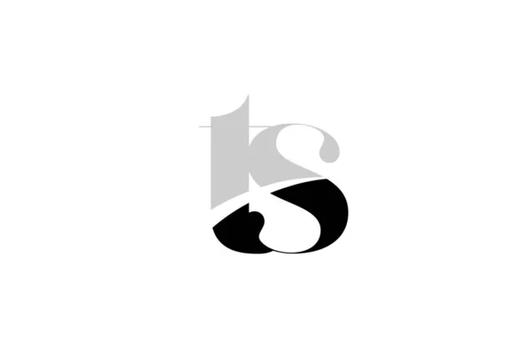 Alfabeto letra ts t s preto e branco logotipo ícone design —  Vetores de Stock