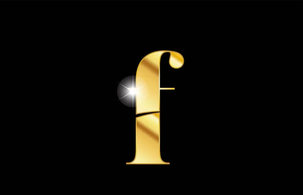 Lettre alphabet f or métal doré logo métallique icône design — Image vectorielle