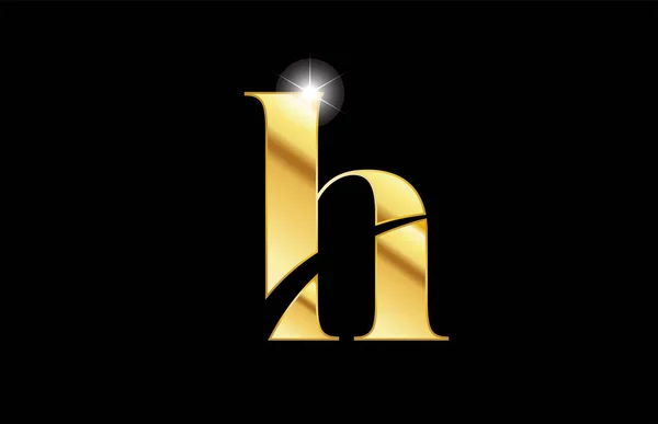 Abecední písmeno h Zlatá Zlatá kovová metalíza návrh ikon — Stockový vektor