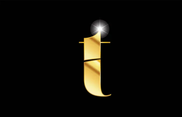Alfabe harfi t altın metal metalik logo simge tasarımı — Stok Vektör