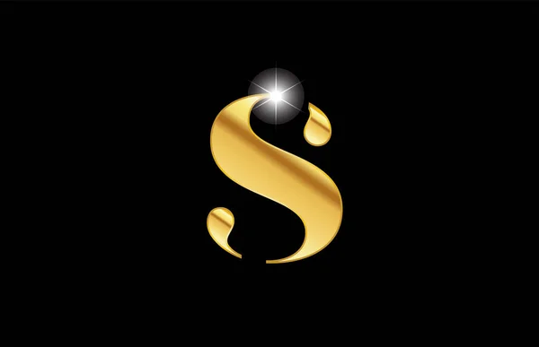 Alfabe harfi altın altın metal metalik logo simge tasarımı — Stok Vektör