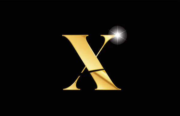 Abecední písmeno x Zlatá Zlatá kovová metalíza návrh ikon — Stockový vektor