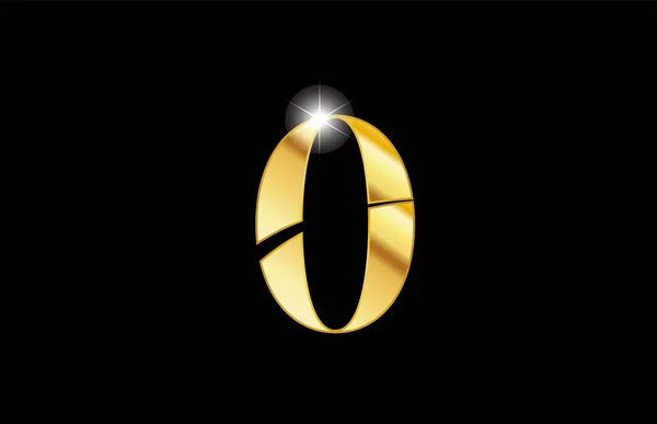 0 numaralı sıfır altın altın metal metalik logo simge tasarımı — Stok Vektör