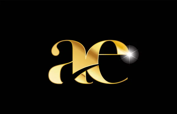 字母字母 ae e 黄金金属金属徽标图标 desi — 图库矢量图片