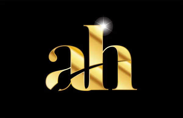 Abecední písmeno Ah a h Zlatá Zlatá kovová metalíza ikona Desi — Stockový vektor