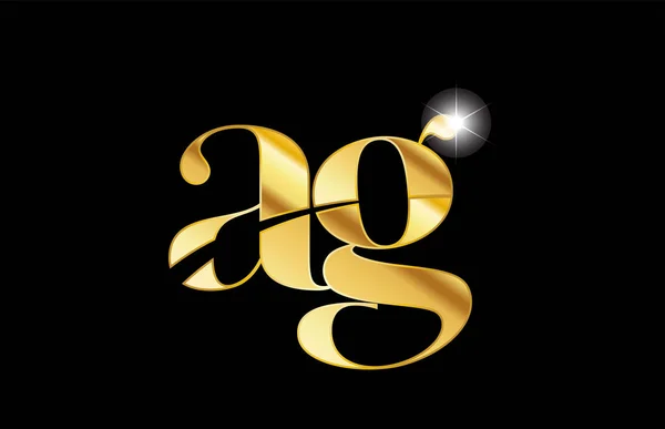 Alfabe harfi ag a g altın altın metal metalik logo simgesi desi — Stok Vektör
