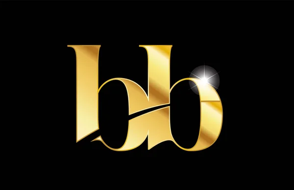 Alfabeto letra bb b b ouro dourado metal metálico logotipo ícone desi —  Vetores de Stock