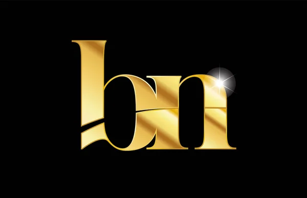 Abecední písmeno BN b n zlatý zlatý kov kovové logo ikona Desi — Stockový vektor