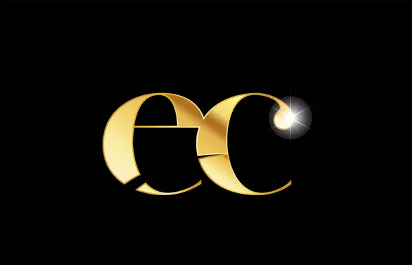 Alphabet letter ec e c gold golden metal metallic logo icon desi — Stock Vector