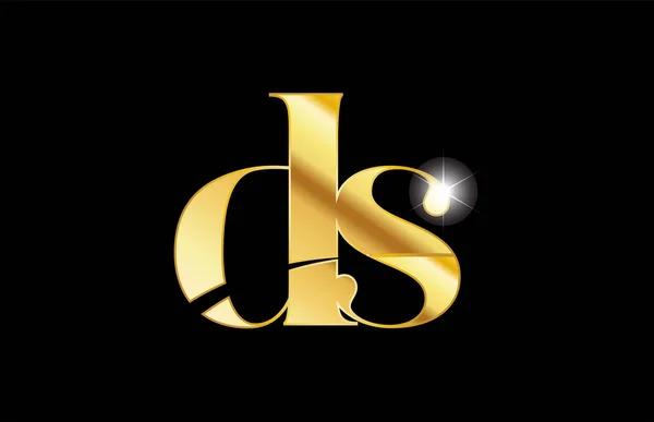 Alfabeto letra ds d s ouro dourado metal metálico logotipo ícone desi —  Vetores de Stock