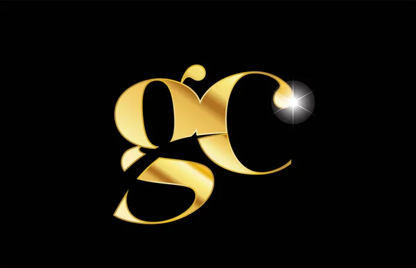 Alfabe harfi gc g c altın altın metal logo simgesi desi — Stok Vektör
