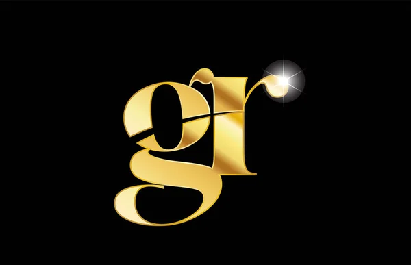 Alphabet Buchstabe gr g r gold metallic metallic logo icon desi — Stockvektor