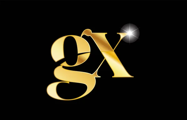 Alfabeto letra gx g x oro oro metal metálico logotipo icono desi — Archivo Imágenes Vectoriales