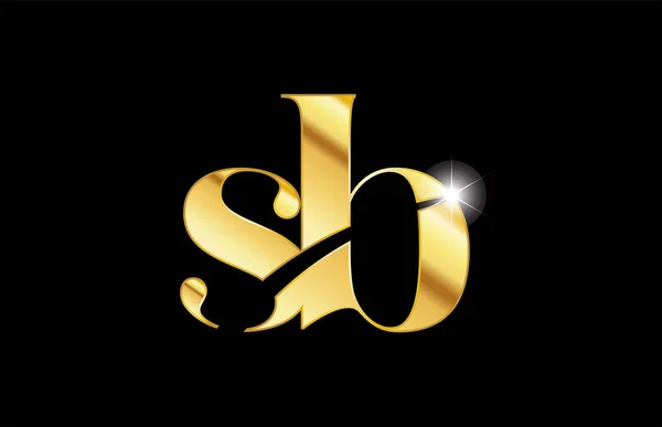 Alphabet levél SB s b arany Golden Metal fém logo ikon Dezső — Stock Vector
