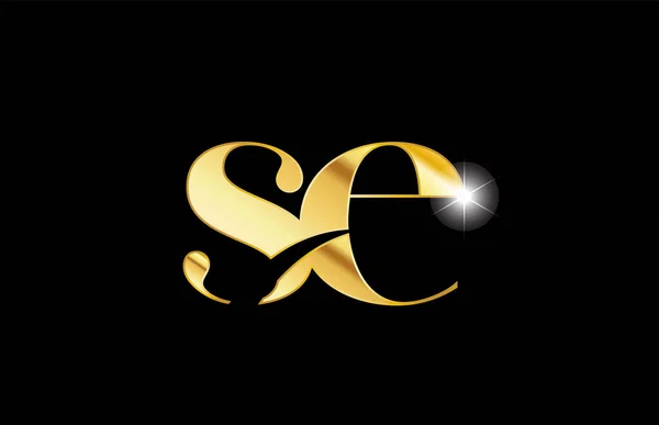 Alphabet letter se s e gold golden metal metallic logo icon desi — Stock Vector