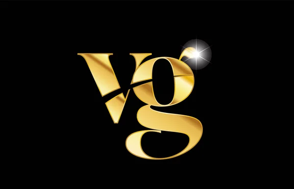 Alfabeto letra vg v g ouro dourado metal metálico logotipo ícone desi —  Vetores de Stock