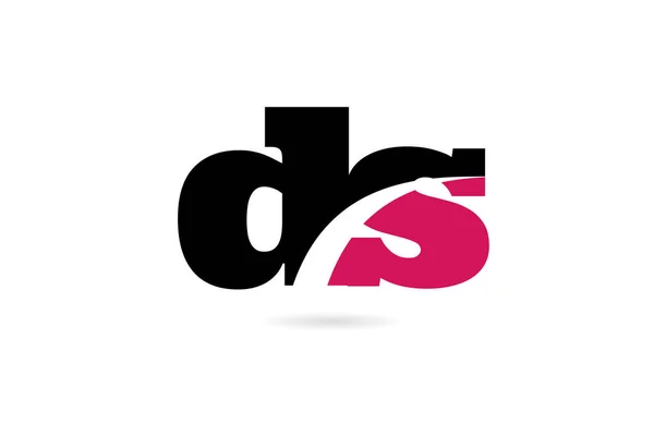 Ds d s rosa y negro alfabeto combinación de letras logo icono desi — Vector de stock