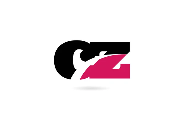 CZ c z rózsaszín és fekete ábécé betű kombináció logo ikon Dezső — Stock Vector