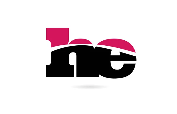 He h e pink and black alphabet letter combination logo icon desi — Stock Vector