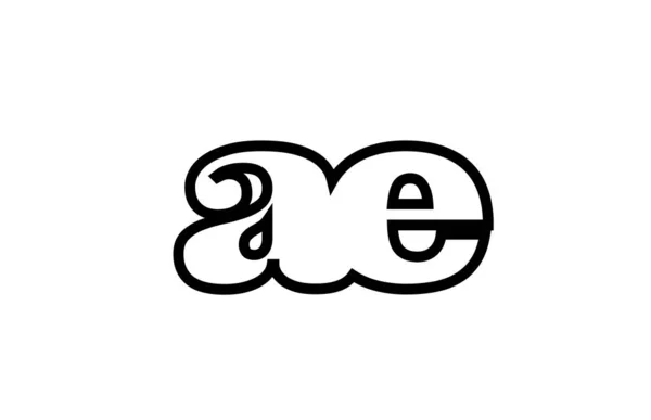 Podłączony AE a e czarno-biały alfabet kombinacji liter — Wektor stockowy