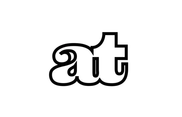 Verbunden mit einem t Buchstabenkombinationsprotokoll des schwarzen und weißen Alphabets — Stockvektor
