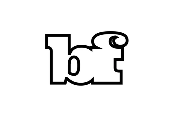 З'єднаний журнал комбінації літер чорно-білого алфавіту bf b f — стоковий вектор