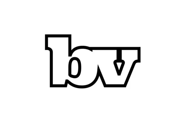 Connected bv b v schwarzes und weißes Buchstabenkombinationsprotokoll — Stockvektor