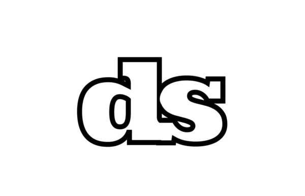 Conectado ds d s preto e branco alfabeto letra combinação log —  Vetores de Stock