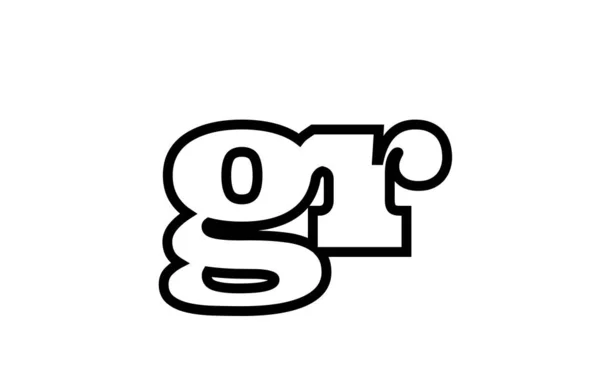 연결된 GR G r 흑백 알파벳 문자 조합 로그 — 스톡 벡터