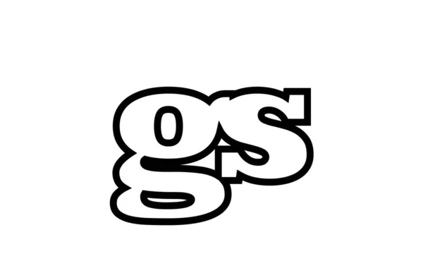 Połączone GS g s czarno-biały alfabet kombinacji liter — Wektor stockowy