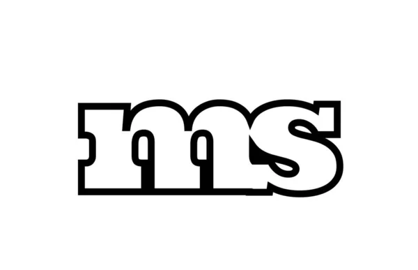 接続された ms m s 黒と白のアルファベット文字の組み合わせログ — ストックベクタ
