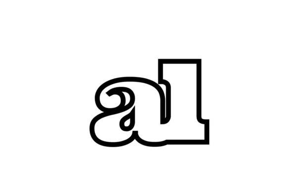 Połączenie Al a l czarno-białego alfabetu kombinacja liter dziennika — Wektor stockowy