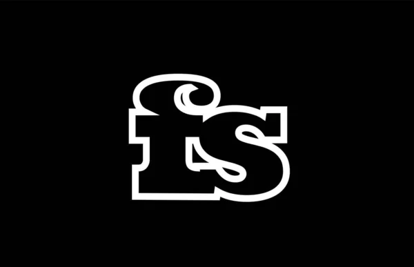 Conectada fs f s alfabeto blanco y negro combinación de letras log — Vector de stock