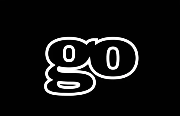 Conectado go g o negro y blanco alfabeto combinación de letras log — Vector de stock