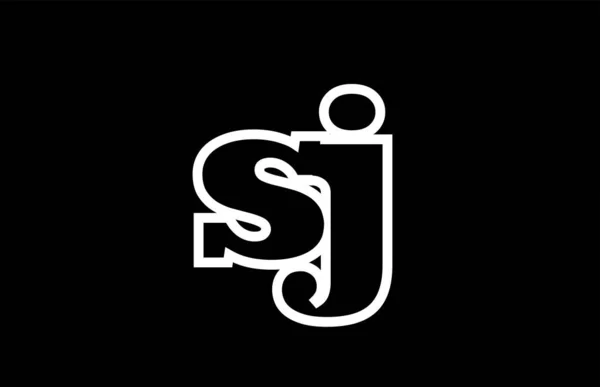 Collegato sj s j alfabeto bianco e nero lettera combinazione di log — Vettoriale Stock