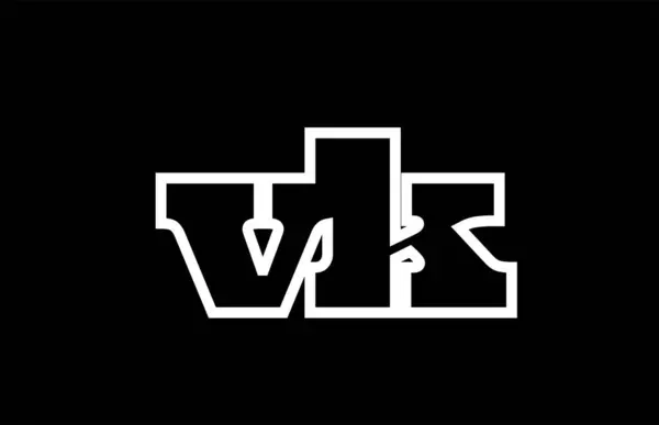 Kapcsolódó VK v k fekete-fehér ABC betű kombináció napló — Stock Vector
