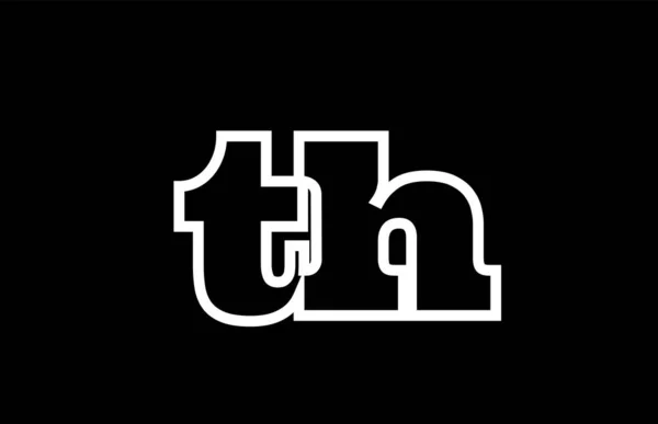 Conectada th t h alfabeto preto e branco carta combinação log —  Vetores de Stock