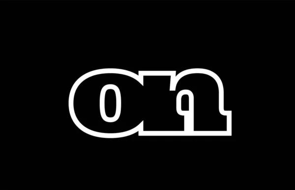 O n 黒と白のアルファベット文字の組み合わせログに接続 — ストックベクタ