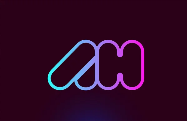 AH A H ligne rose lettre alphabet combinaison logo icône design — Image vectorielle