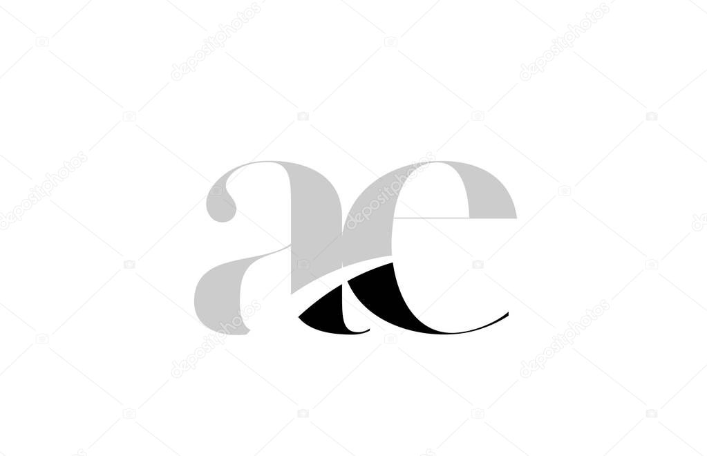alphabet letter ae a e black and white logo icon design