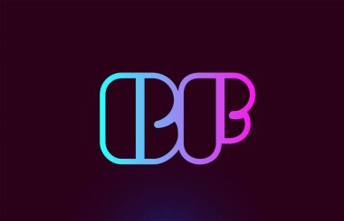 Bf B F pembe çizgi alfabe harf kombinasyonu logo simge tasarımı