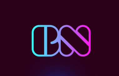 Bn B N pembe çizgi alfabe harf kombinasyonu logo simge tasarımı