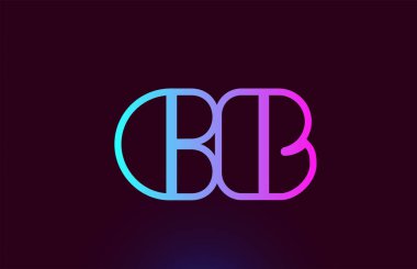 Cb C B pembe çizgi alfabe harf kombinasyonu logo simge tasarımı