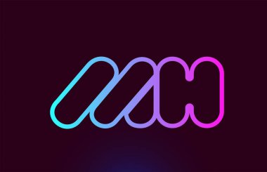 Mh M H pembe çizgi alfabe harf kombinasyonu logo simge tasarımı