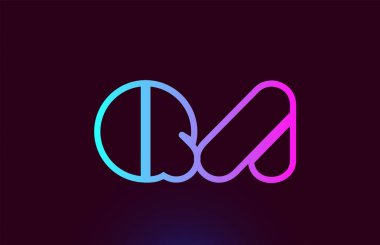 Qa Q A pembe çizgi alfabe harf kombinasyonu logo simge tasarımı