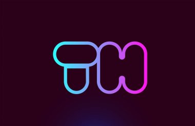 Th T H pembe çizgi alfabe harf kombinasyonu logo simge tasarımı