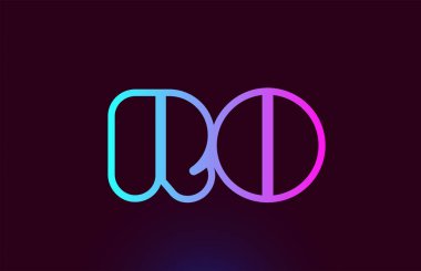 Ro R O pembe çizgi alfabe harf kombinasyonu logo simge tasarımı