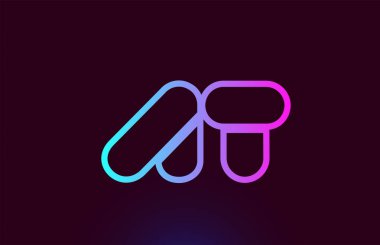 At A T pembe çizgi alfabe harf kombinasyonu logo simge tasarımı