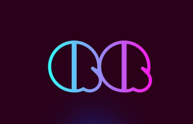 Qq Q Q pembe çizgi alfabe harf kombinasyonu logo simge tasarımı